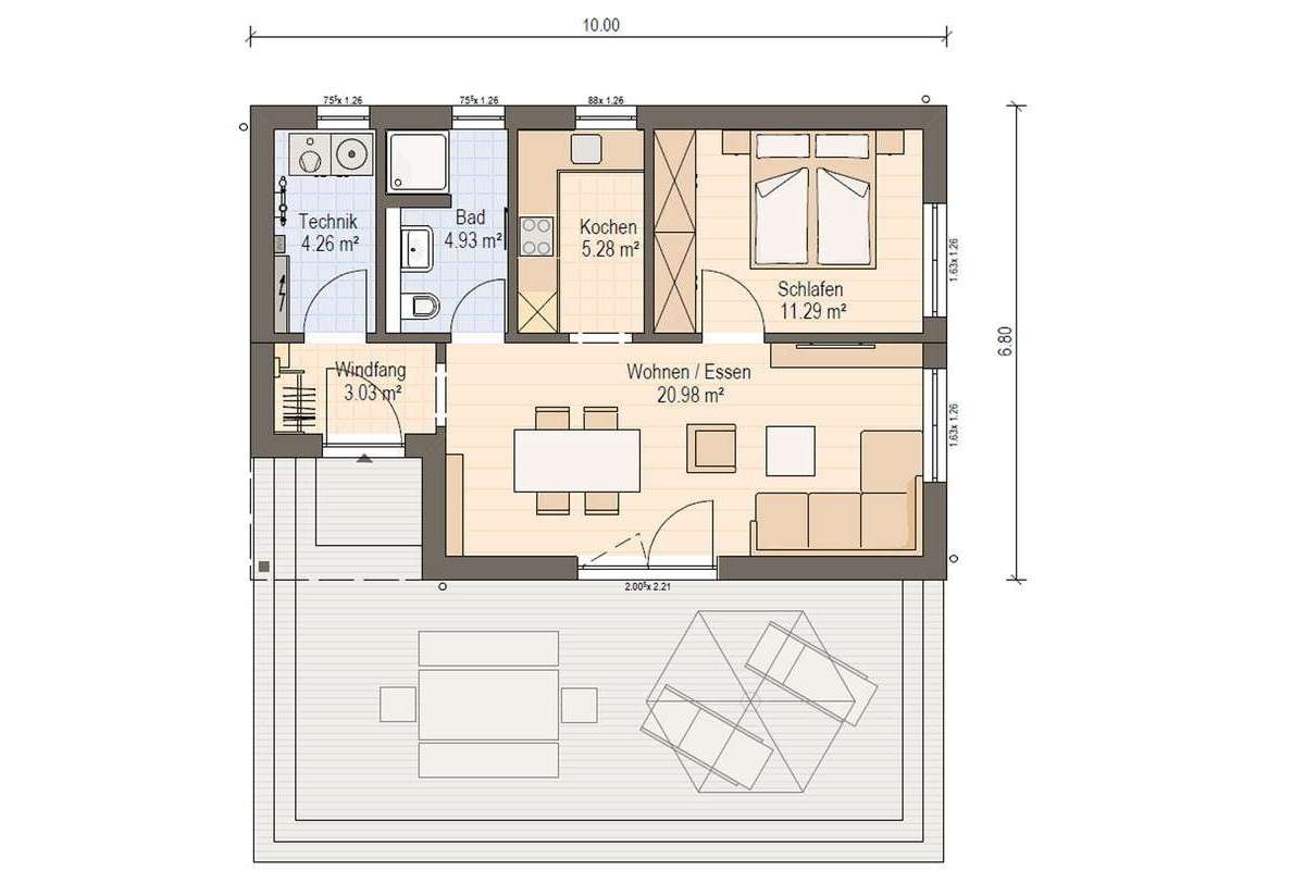 Grundriss eines kleinen Hauses