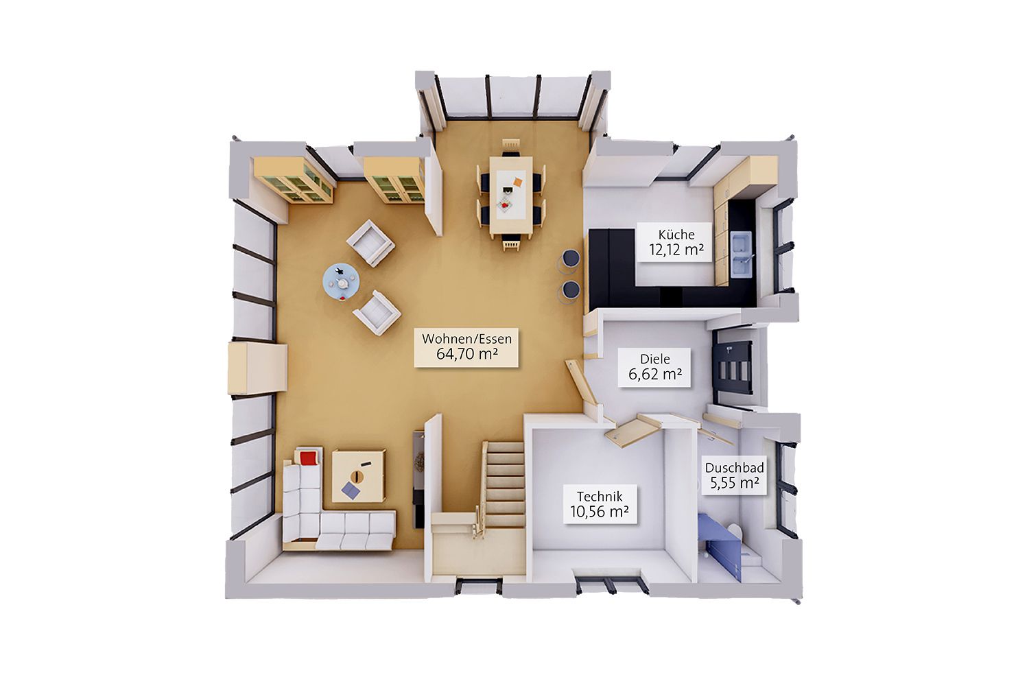 NORDHAUS | Grundriss Erdgeschoss Einfamilienhaus EFH K-188 | Hausbau made im Bergischen