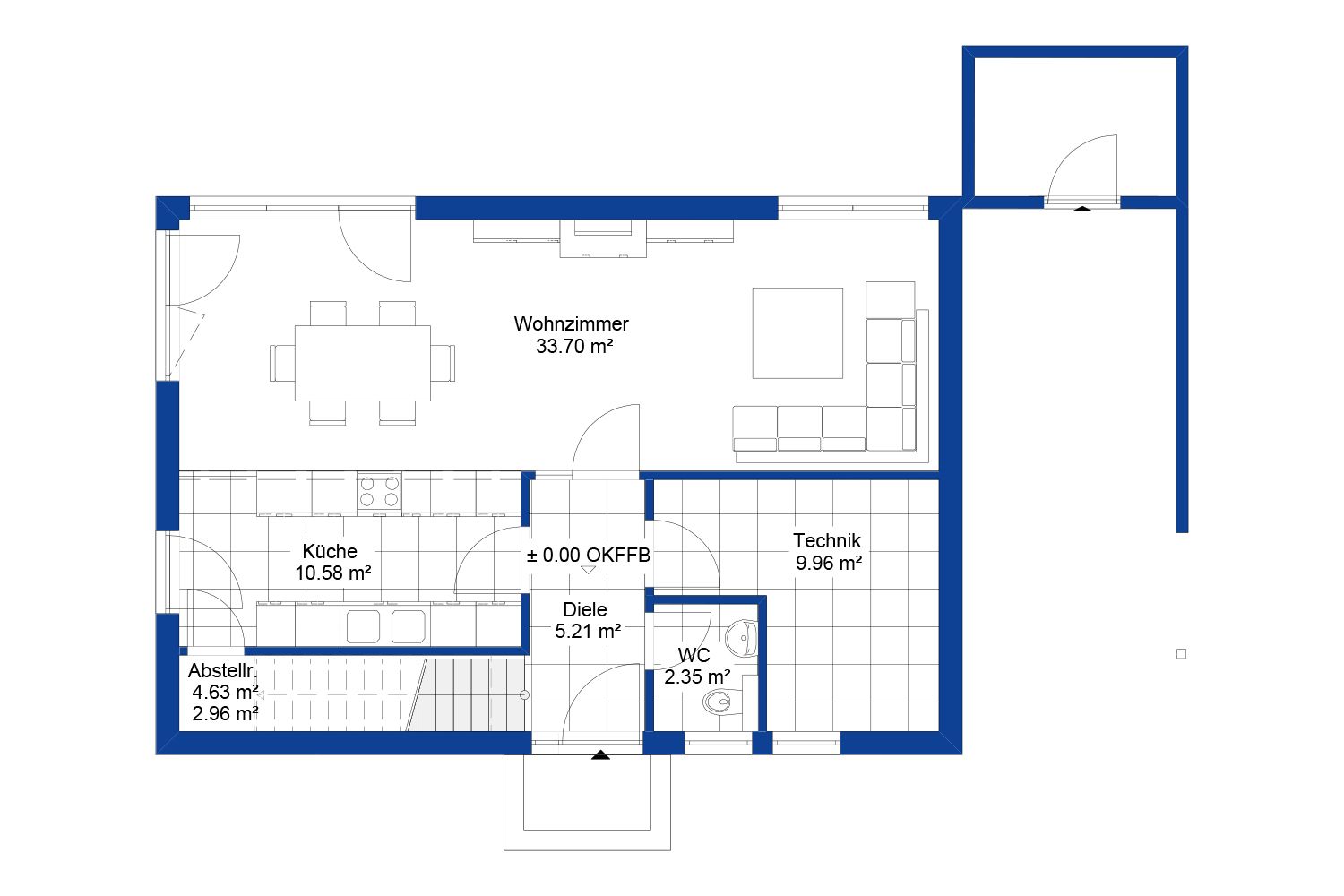 NORDHAUS | Grundriss Erdgeschoss Einfamilienhaus EFH S-129 | Hausbau made im Bergischen