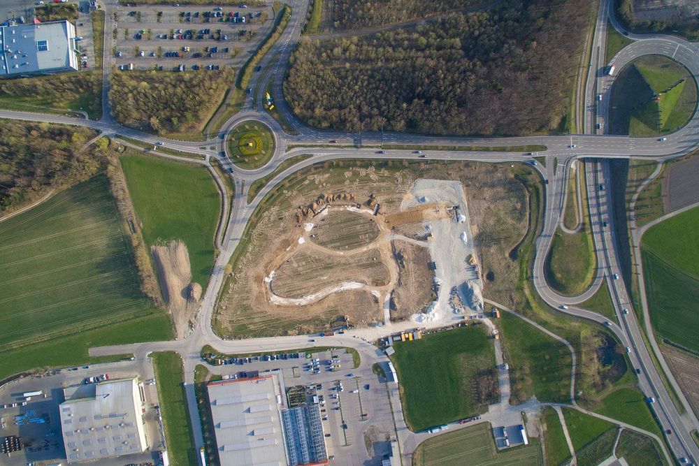 Luftansicht einer Hausbaustelle