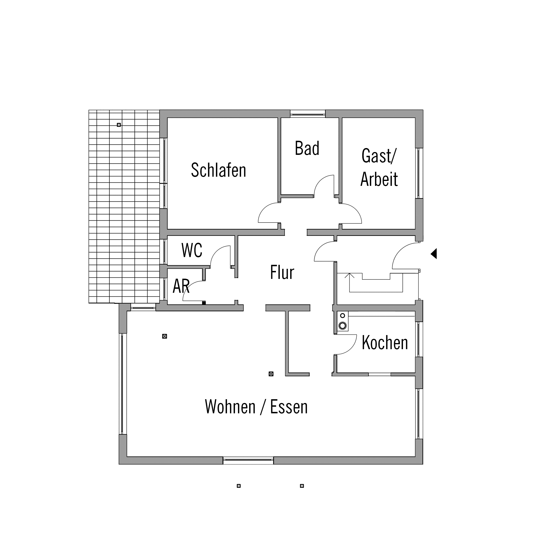 Grundriss des Erdgeschosses im Haus Hertweck