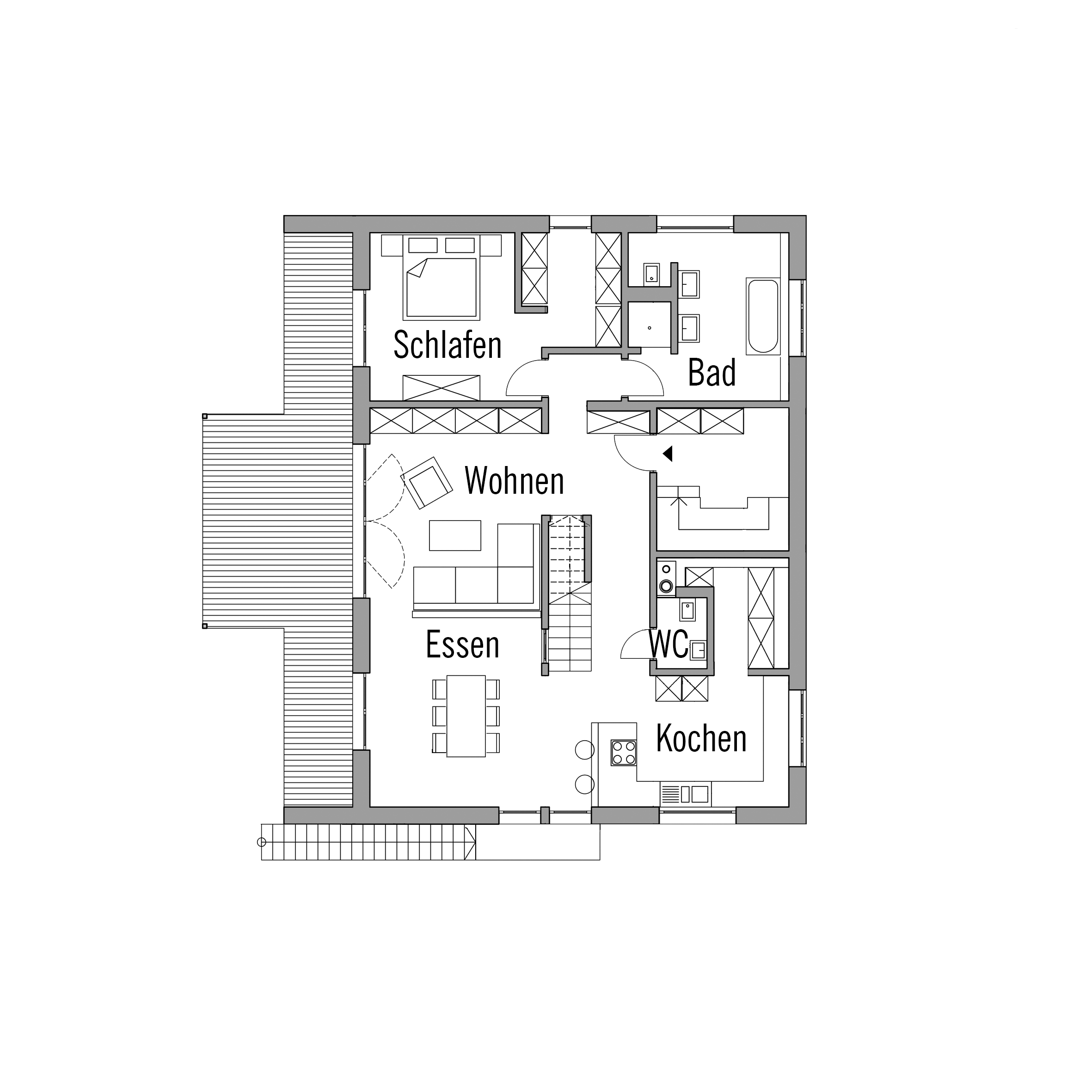 Grundriss des Obergeschosses im Haus Hertweck