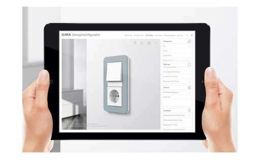 Gira Designkonfigurator auf einem Tablet