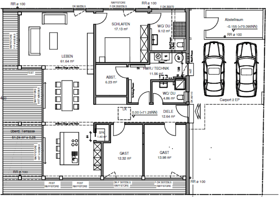 Grundriss eines modernen Bungalows